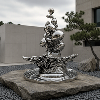 Sculpture Moderne Abstraite en Acier Inoxydable Poli Effet Miroir Éclaboussures d'Eau et Bulles, Couleurs Personnalisables, Luxe pour Aménagement Paysager et Usage Commercial