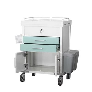Chariot médical en acier ondulé, mobilier hospitalier en plastique avec 4 roulettes, conception durable pour une utilisation en soins d'urgence - Product Image 3