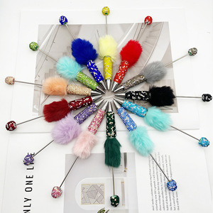 Toptan Bling tam kapak siyah mürekkep tükenmez DIY kalemler üst pembe sim boncuklu plastik takı akrilik yapma için beapens kalemler - Product Image 3