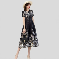 Robe plissée A-line pour femme, style Miyake, prête à être expédiée, haute élasticité, tissée de luxe, imprimé floral, lavable, taille unique