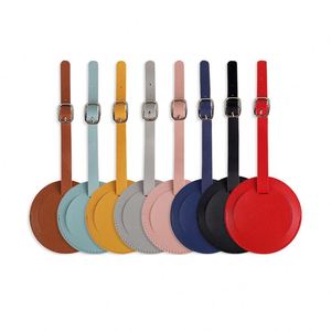Custom Logo Fashionable Round Pu Leather Personalized Luggage <b>Tag</b> Travel Accessory 8x8cm Name <b>ID</b> Bulk <b>Tags</b> - Product Image 1