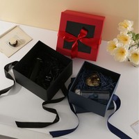 Boîte d'emballage cadeau de luxe haut de gamme avec logo personnalisé, fenêtre transparente en PVC, portable, écologique, réutilisable, avec nœud en ruban, pour mariage
