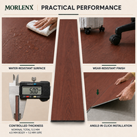 Suelo SPC MORLENX Color Rojo Cereza, Resistente al Agua, Antideslizante, con Núcleo Rígido, Sistema de Click, para Proyectos de Interiores