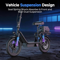 Scooter électrique 2 places avec panier de courses, moteur 500W, roues de 14 pouces, pliable, pour adultes, scooter électrique urbain, stock disponible en entrepôt local au Royaume-Uni