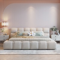 Style italien minimaliste 1.5 lit double pour personne moderne léger de luxe tissu technologie rembourrée pour chambre principale 1.8 lit