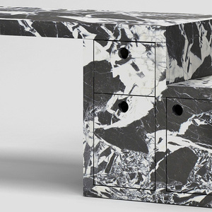 KUMUSI Table <span class=keywords><strong>console</strong></span> en <span class=keywords><strong>marbre</strong></span> <span class=keywords><strong>noir</strong></span> pour application extérieure pour la maison, l'hôtel, la résidence ou la villa - Product Image 6