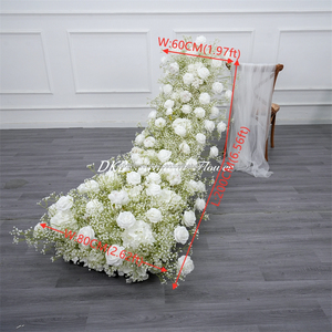 DKB Artificial White Rose <b>Flower</b> Runner for Wedding Aisle Back to School Events-Silk Plastic Customizable Size - Product Image 2