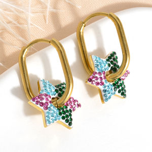 Zeadear - Aretes de Aro de Acero Inoxidable 316 Chapados en Oro de 18k, Joyería de Acero Inoxidable al por Mayor - Product Image 5