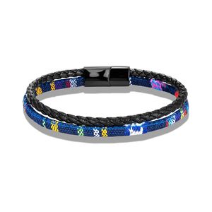 नायलॉन + चमड़े की रस्सी ब्रैसलेट सामान रंग नायलॉन कॉर्ड हाथ से बनाया गया सोने के गहने - Product Image 2