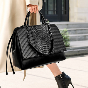 Sac fourre-tout haut de gamme pour femme, motif crocodile texturé, style rétro européen, grande capacité, fermeture éclair - Product Image 1