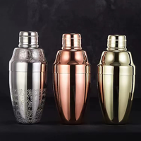 RTS vente directe 304 acier inoxydable Cocktail Shaker 350ml/500ml/680ml vieux américain Bar outils universel main secouer tasse pour Bar