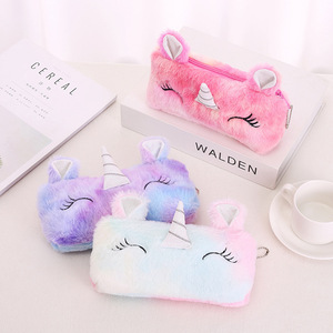 Tatlı Kız Temalı Degrade Unicorn Peluş Kalem Çantası Yumuşak Büyük Kapasiteli Kalem Kutusu Öğrenciler için Sevimli Taşınabilir Kırtasiye ÇantasıGift - Product Image 2