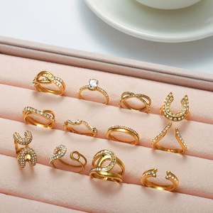 Geometric Zircon <b>Ring</b> Set Women's Fashion Jewelry Gift Pave Setting <b>Titanium</b> Steel Colorfast Design - Product Image 4