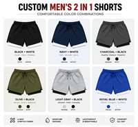 Shorts 2-en-1 pour hommes, personnalisés, noirs, double couche, en mesh, pour basketball, football, entraînement, gym, course à pied, vêtements OEM ODM
