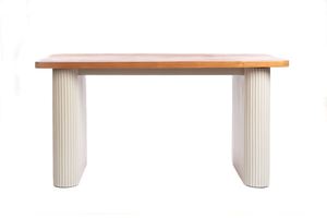 โต๊ะไม้พรีเมียม WT005 โต๊ะรับประทานอาหาร Alia สีขาววอช ผลิตจากไม้สักงานฝีมือจากอินโดนีเซีย ดีไซน์เรียบง่ายสไตล์ชนบท เฟอร์นิเจอร์ตกแต่งบ้าน - Product Image 2