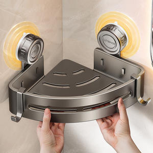 Estante de esquina para baño Blue Vine, triangular, de una sola capa, duradero, montado en la pared, para lavabo, ducha, inodoro. - Product Image 1