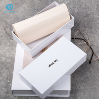 Lot de boîtes à lunettes en cuir PU, personnalisables avec logo, étui rigide noir pour lunettes, emballage avec chiffon