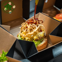 Vente flash - Boîte à hamburger personnalisée en carton kraft brun ondulé noir pour la restauration rapide