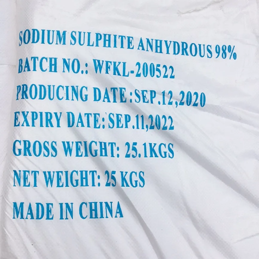 Kualitas Prima Na2SO3 Anhidrat Natrium Sulfit 96% 98%