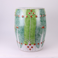 Tabouret de tambour antique peint à la main en porcelaine chinoise motif chou Tabouret en céramique Tabouret de jardin Bok Choy