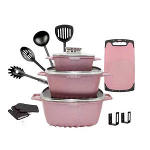 High Quality Marble Coating Pink Casserole Pot <strong>Kichen</strong> Accessories Diecast Aluminum Metal Kitchen <strong>Wear</strong> Non Stick Cookware Sets - Product Image 3