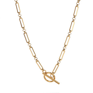 Collar de cadena grande de acero inoxidable con forma de bambú, Gargantilla Simple de 316L con <span class=keywords><strong>cierre</strong></span> de barra en T O Clip de palanca - Product Image 1