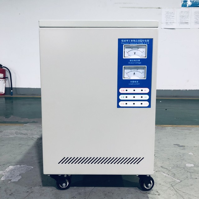 High Efficiency 380V Three-Phase Copper Voltage Stabilizer LCD Display Overload Protection for Home Industrial Use AC Frequency
