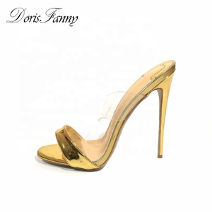 <strong>Mature</strong> Sexy Women High <strong>Heels</strong> Trendy Sandals for Ladies With High <strong>Heels</strong> Slide Gold Slippers - Product Image 2