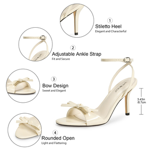 WETKISS - Sandalias de Tacón de Aguja con Lazo, Elegantes y Sensuales, con Punta Redonda, para Novia, con Correa en el Tobillo, Blancas, para Boda, para Verano - Product Image 2