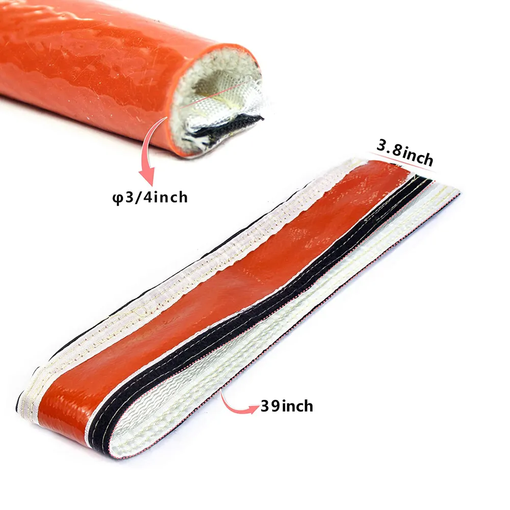 EKO high quality heat resistant hook and loop silicone coated fiberglass sleeve thermal protection hose wrap