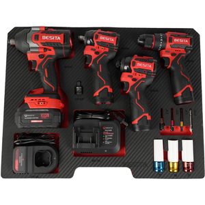 Nouvel Ensemble d'outils électriques au lithium professionnel rechargeable : Clé à chocs angulaire, Perceuse à cliquet et Tournevis E-8017 pour la réparation automobile et domestique - Product Image 3