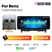 MEKEDE Écran 12,3 pouces 2400*900 2K, unité de navigation Android Auto pour Mercedes W204 NTG 4.0, lecteur audio de voiture HD sans fil 4G WIFI