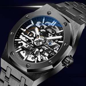 New Men's Fully Automatic Skeletonized <b>Mechanical</b> <b>Watch</b> with Stainless Steel Band Quartz Movement Fashionable Business-Friendly - Product Image 5