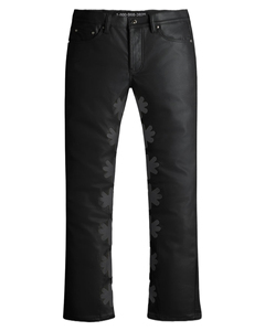 Yinope Nuevo Diseño Personalizado Lostshdws Jeans de Mezclilla para Hombre, Vintage, Negros, de PU, con Costura Interior, Bordado Crema, Corte Slim, Ajustados y Acampanados - Product Image 3