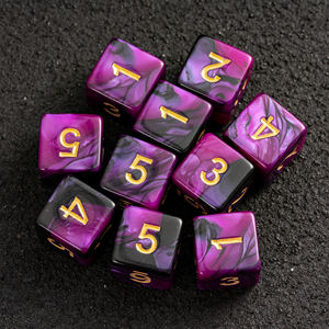 FACCUB высокое качество выполненный на заказ мини 16 мм D6 шестигранный прямоугольный перламутровый фиолетовый и черный вращающиеся цифровые Обучающие кости - Product Image 1