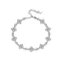 Bracelet ajustable en argent sterling S925 incrusté de diamants et de moissanite, motif trèfle à quatre feuilles, pour femme, souvenir touristique Shake Tone