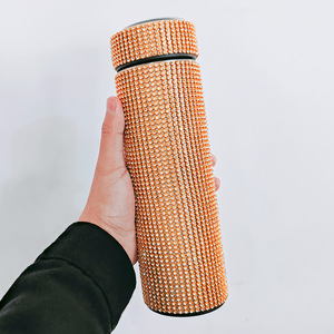 Bling Rhinestone Insulated Tumbler 500ml Smart Temperature Display Or Normal Lid Stainless <b>Steel</b> Thermal Water <b>Bottle</b> - Product Image 4