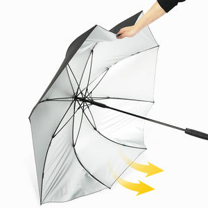 Parapluie de golf de luxe grand format en pongee, avec revêtement UV argenté, imperméable, à armature en fibre de verre, coupe-vent et ouverture automatique - Product Image 3