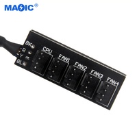 Autres accessoires d'ordinateur PC 1 à 5 voies 4 broches ventilateur câble d'alimentation répartiteur de moyeu adaptateur manchon PWM boîtier répartiteur de ventilateur PWM Hub de ventilateur