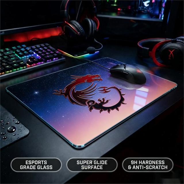 Custom Color Scratch Proof Silk Screen Printed Hard Desk Mat Clear Tempered Glass Mousepad Heated Office Gaming Glass Mousepad