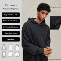 Sweat-shirt à capuche ample et surdimensionné, design tendance, 100% coton lourd 480G, effet délavé vintage, pour hommes