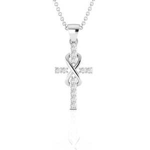 1.29 CT Round Brilliant Cut Diamond <b>Cross</b> Charm <b>Pendant</b> White <b>Gold</b> Women's Luxury Fashion Demon Custom Chain Christmas Gift - Product Image 5