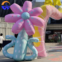 Modèle de fleur gonflable personnalisé multicolore à thème de dessin animé, accessoires de décoration publicitaire pour centres commerciaux en extérieur au printemps