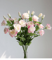 Bunga Lisianthus Latex Buatan D-R001, 3 Tangkai, Sentuhan Realistis, Warna Putih, Bunga Eustoma untuk Dekorasi Pernikahan, Rumah, dan Pesta