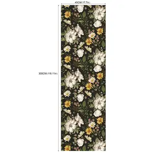 Schlussverkauf retro dunkle florale selbstklebende Tapete wasserdichte reiß-und-aufkleben-Wandbilder für Haushalt und Unterhaltung