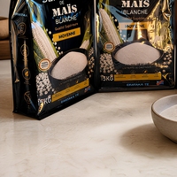 Sacs d'emballage alimentaire à fond plat avec logo personnalisé, sachets refermables à fermeture éclair pour farine et maïs, faible MOQ