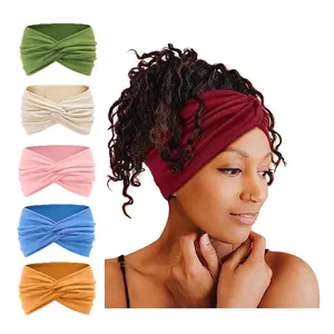 Supplier cheap colorful polyester breathable exercise nylon sport plain ribbed headbands hairbands