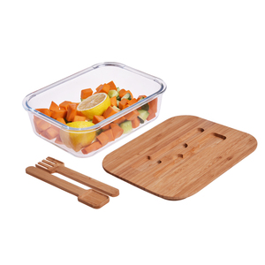 Sans plastique Contenants Alimentaires En Verre Durable Bamboolid micro-ondes de stockage en verre - Product Image 4