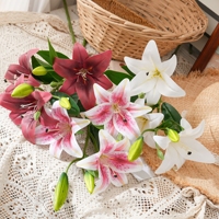 Tige de lys artificielle MW40001 avec 3 fleurs et 3 bourgeons, décoration florale pour la maison, arrangement de mariage