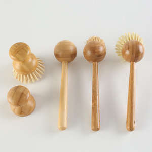 Brosse de nettoyage de vaisselle écologique en bambou avec poils en sisal pour casseroles, poêles et assiettes - Product Image 1